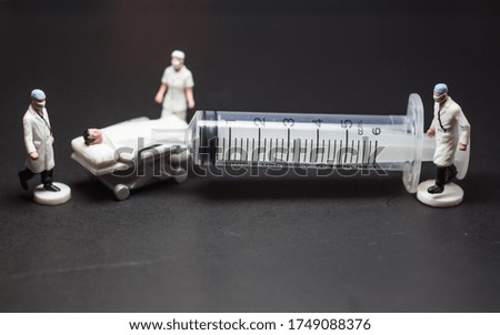 Simple Conceptual Photo, Mini figure doctors and nurses mini figure evacuation of infected patients