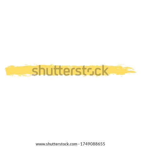 Brush stroke left a yellow paint imprint. Paintbrush texture in brushstroke form. Recolorable shape isolated from background. Vector illustration is a graphic element for artistic design projects.