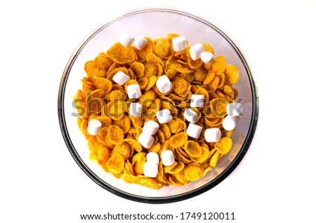 flakes in a transparent plate on a white background