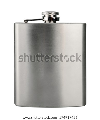 Stainless hip flask isolated on a white background Royalty-Free Stock Photo #174917426
