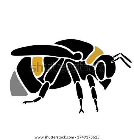 Bumblebee as adjustable vector data. Drawn by hand. Stylized.
