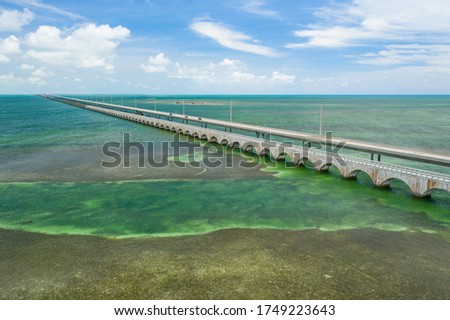Seven Mile Bridge Florida Keys USA shot with aerial drone