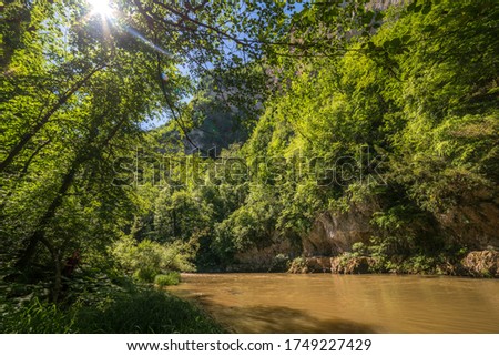 Beautiful river in the mountains. Cheile Nerei Beusnita National Park, Romania. 