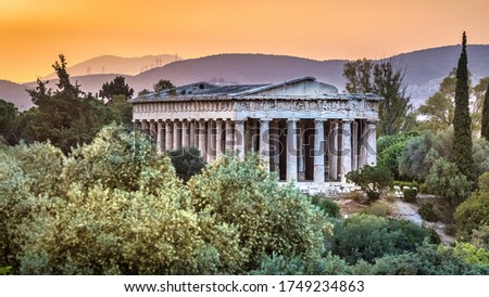 The Ancient Agora of Athens at sunset, Greece. Royalty-Free Stock Photo #1749234863