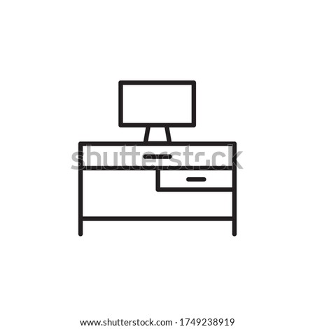 computer table icon outline design vector. isolated on white background
