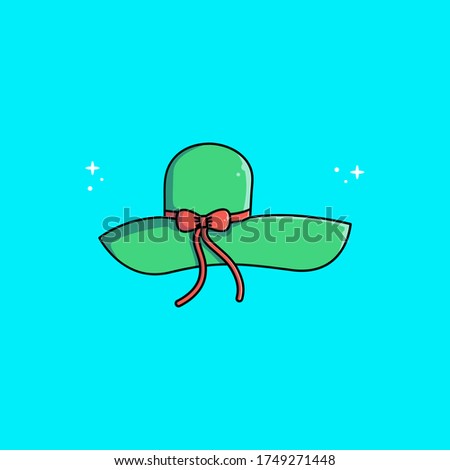 vector illustration of a beach hat women is good for banner, posters, and stickers