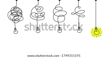 doodle lightbulbs idea icon. simplifying the complex, confusion clarity or path vector idea concept with lightbulbs. vector illustration Royalty-Free Stock Photo #1749315191