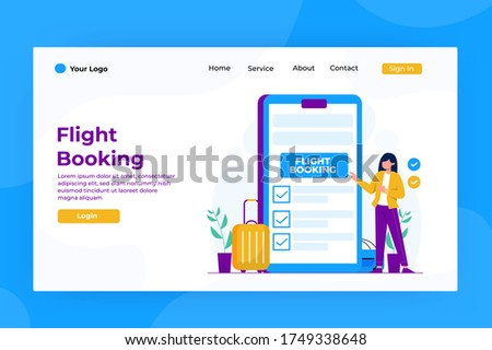 landing page template of flight booking. Modern flat design concept of web page design for website and mobile website. Vector illustration