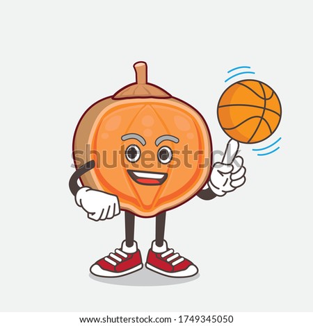 An illustration of Quararibea Cordata cartoon mascot character with a basketball