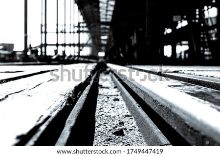 Railway tracks in an industrial area.