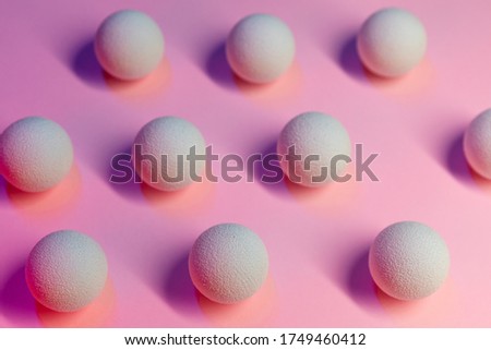 Abstract geometric background. Spheres neon color light. Minimalism concept.
