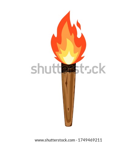 Vector of red flamed wooden torch