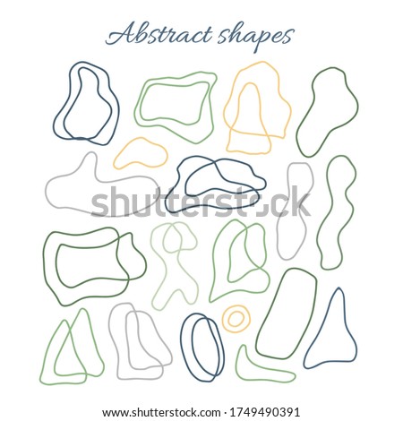 Trendy vector set of abstract pieces. Hand drawn modern forms 