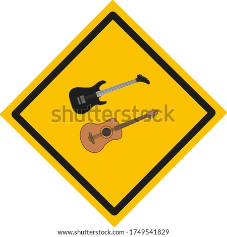 acoustic guitar and electric guitar on white background