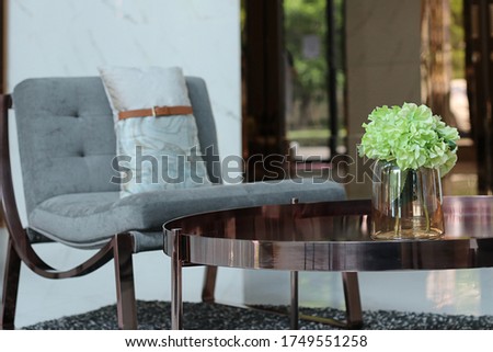 Close up detail of fake plant simulation handmade for decoration in living room Royalty-Free Stock Photo #1749551258
