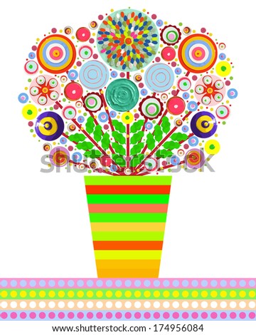 Flowers, raster, decorative floral set in the pot. Designs for use in fashion, mass print production, advertising, web and other various applications.