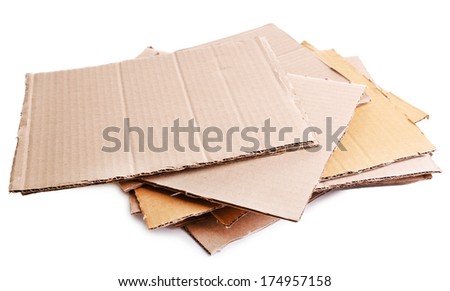 Stack of cardboard for recycling isolated on white Royalty-Free Stock Photo #174957158