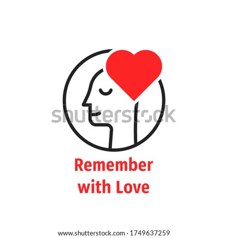 remember with love like lover man. concept of amour good feeling and harmony with smile face. outline flat style trend modern contour creative logotype graphic art design isolated on white background