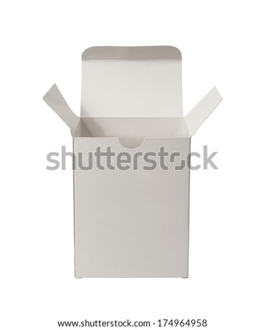 Opened cardboard box isolated on white background Royalty-Free Stock Photo #174964958