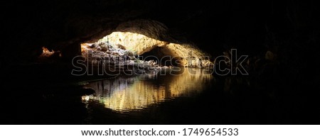 Dark Cave system with underground river in Tunnel Creek National Park in the Kimberley region of Western Australia.