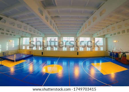 New empty school hall for sports and boxing.