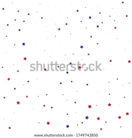 Sliver Confetti Isolated. Indigo Starry Space. Blue Stars Anniversary. White Vector Anniversary. Coral Pattern Anniversary. American Texture Space. Celebration Poster.