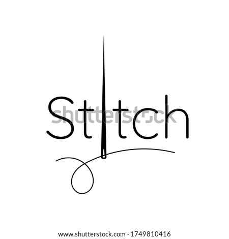 Simple logo design about sewing or stitching with needle line art logo Royalty-Free Stock Photo #1749810416