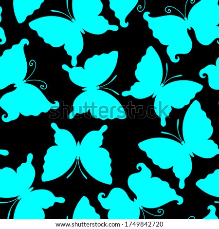 Seamless pattern in monochrome colors with butterfly, ornament for wallpaper, fabric or other design