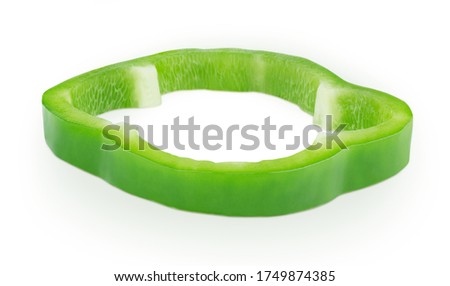 Slice of green Bell pepper isolated on a white background. Clip art image for package design.