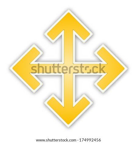the glossy yellow arrow crossroad sign / the crossroad / arrow