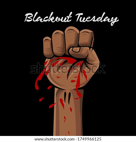 Vector Illustration of Bloody Black Hand, Design Concept for Stand against Racial Injustice. Protest Banner about Human Right of Black People in USA. Black Lives Matter. Blackout Tuesday  Royalty-Free Stock Photo #1749966125