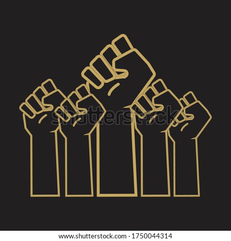 Five Golden Hand Rising For Black Lives Matter Vector Design