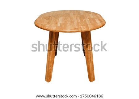 Wooden table on isolated white background