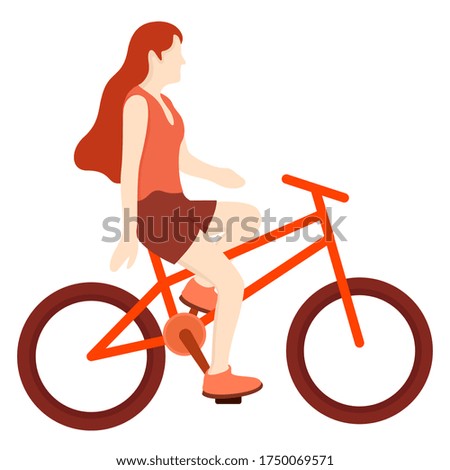 woman on a bicycle illustration. people activity gesture.