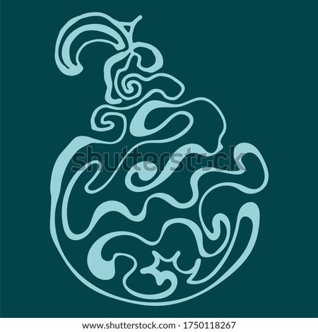 Abstract line art green pear