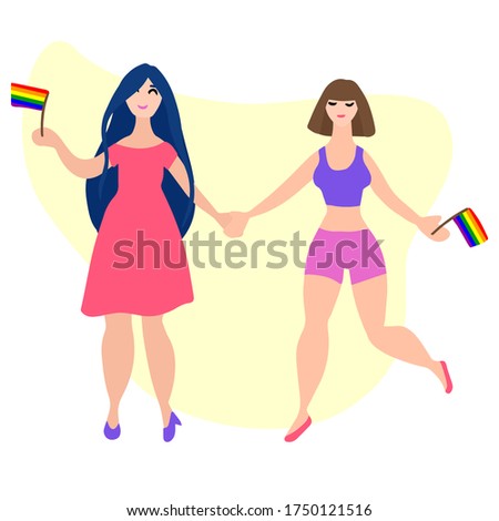 hand drawn vector illustration of a lesbian couple.