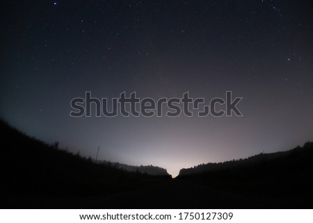 Picture of summer nightly sky with stars and trees