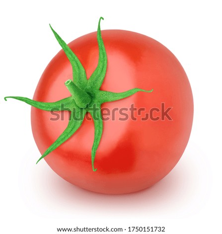 Fresh whole tomato isolated on a white background. Clip art image for package design.