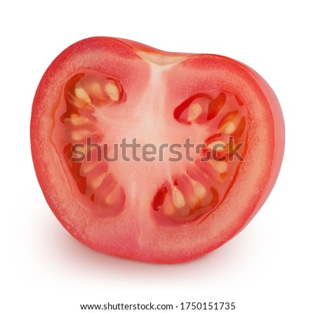 Half of tomato isolated on a white background. Clip art image for package design.