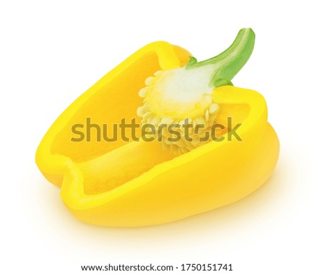 Half of yellow Bell pepper isolated on a white background. Clip art image for package design.