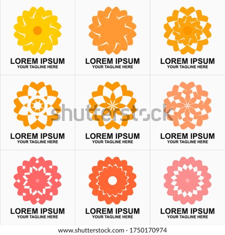 collection of natural logos with beautiful colorful flower shapes, healthy logos, company logos, creative design logos.