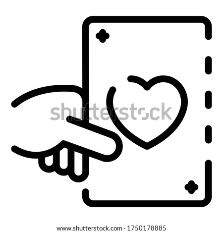 Play heart card icon. Outline play heart card vector icon for web design isolated on white background