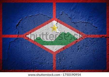 Sint Eustatius flag painted on grungy cracked wall