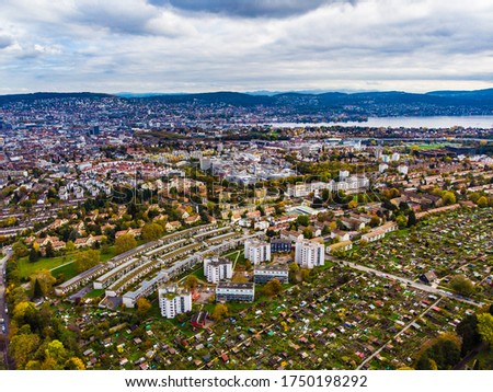 aerial view of zurich with lake