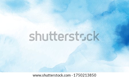 Abstract light blue watercolor hand-painted for background. Stain artistic vector used as being an element in the decorative design of background,  header, brochure, poster, card, cover or banner.