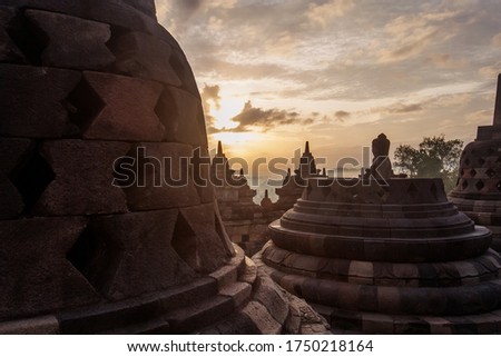 Sunrise at Borobudur temple, Java, Bali