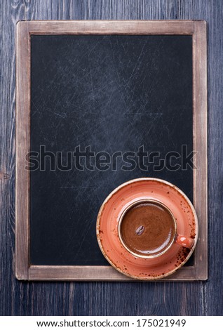 Espresso cup and chalk board