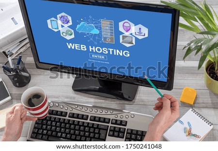Hosting concept on a computer screen