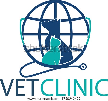 Veterinary Clinic logo with the image of cat and dog 