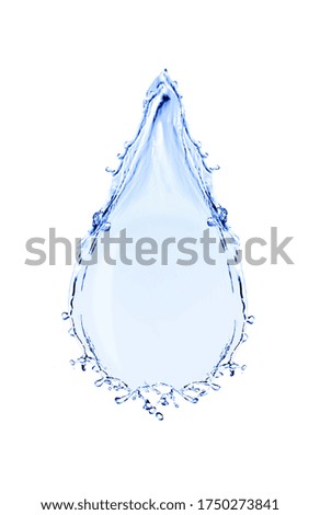 Clear water drop falling on white background